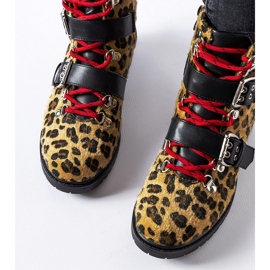 Svarta och beige leopardmönstrade ankelboots Baltimore 1