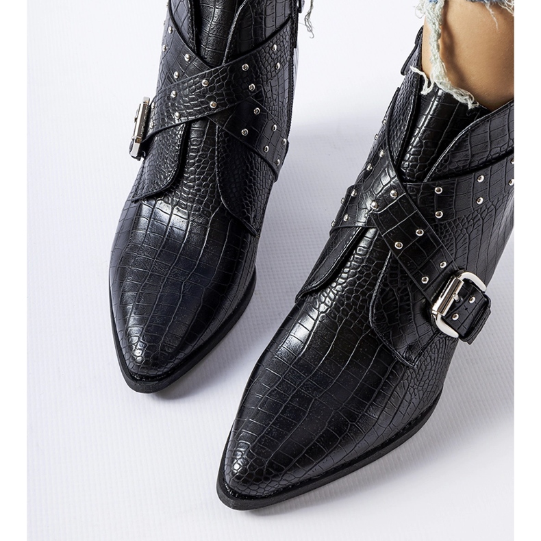 Svarta Corrado cowboystövlar med hög klack 1