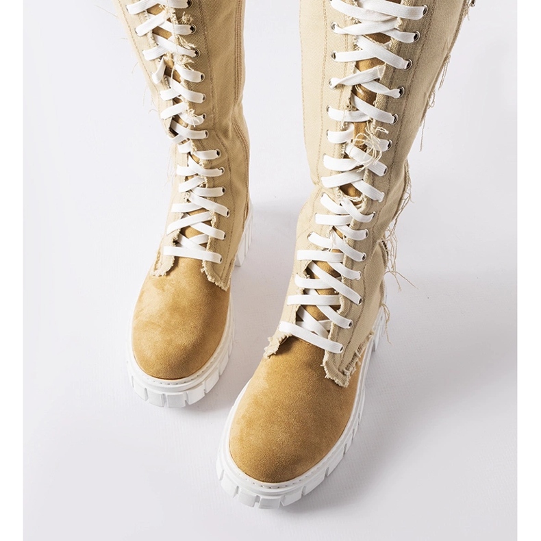 Beige tygisolerade Palmer-stövlar 1