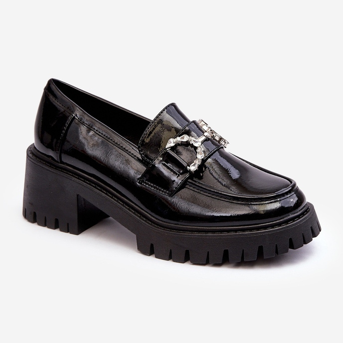 Lackskor för kvinnor med massiva höga klackar, svart Lemmitty 1