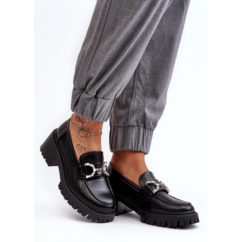 Skinnskor för kvinnor med massiva höga klackar, svart Lemmitty 2