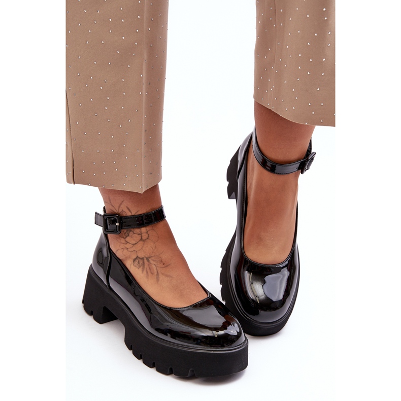 WS1 Lackskor för kvinnor med låg klack och spänne, svart från Owena 1