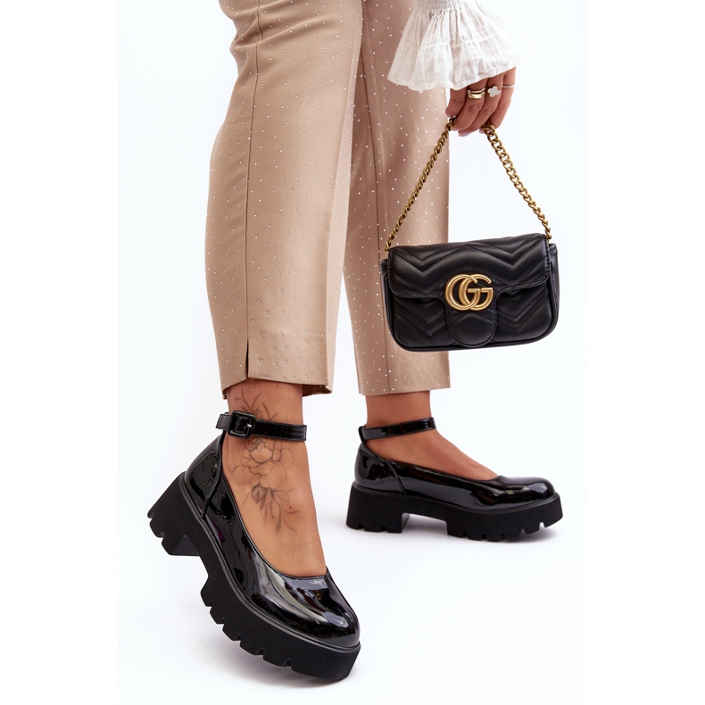 WS1 Lackskor för kvinnor med låg klack och spänne, svart från Owena 2