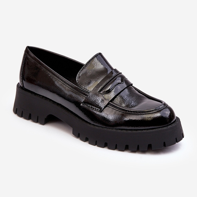 WD1 Patent Loafer Skor med platta klackar, Svart Jannah 1