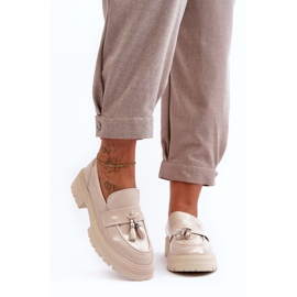 Patent Loafer Skor Med Fransar, Ljus Beige Velenase 2