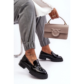 WD1 Loafers i lackläder med fransar, svart velenase 2