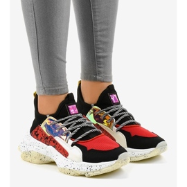 Svarta sportskor med B0-211-systemet vit röd grå 1