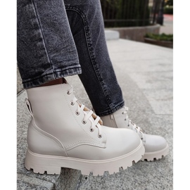 Beige stövlar med snörning för kvinnor 1