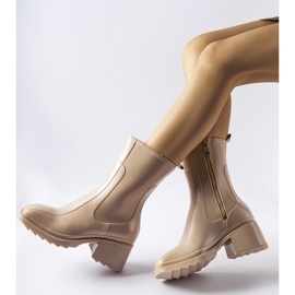 Beige Wellington-stövlar med dragkedja och Maggiore-block 1