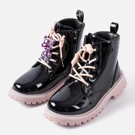 Evento Svarta och rosa patentstövlar med en Orso-nalle 1