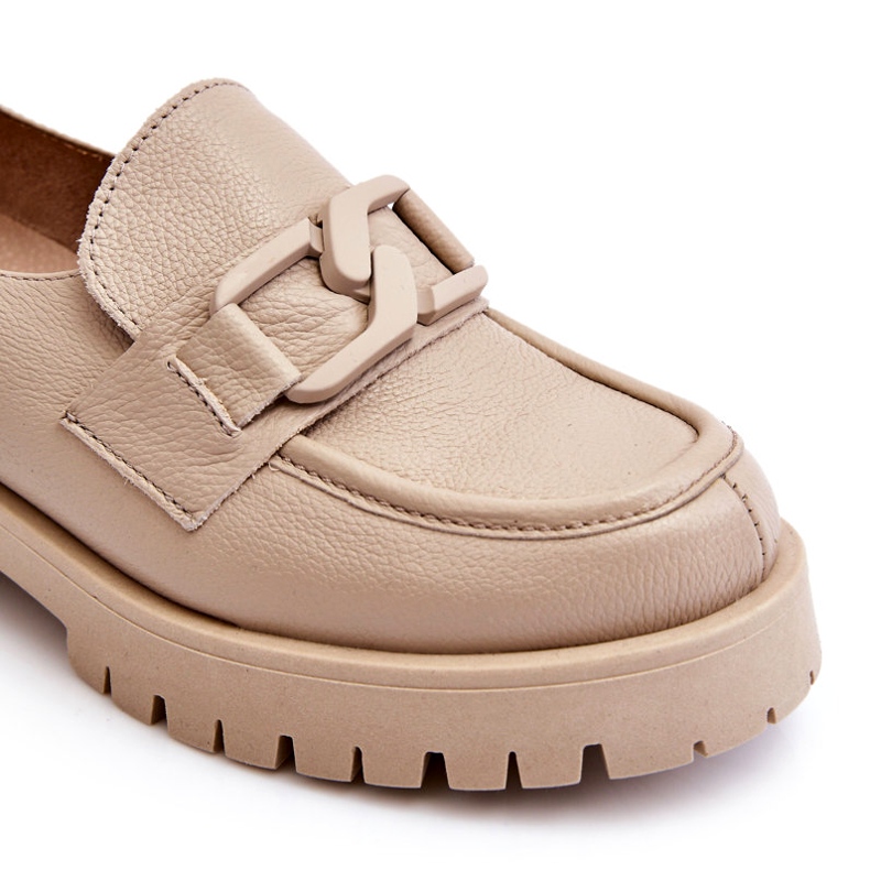 Lemar Fashionabla läderskor Beige Loafers 3