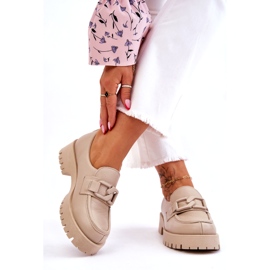 Lemar Fashionabla läderskor Beige Loafers 1