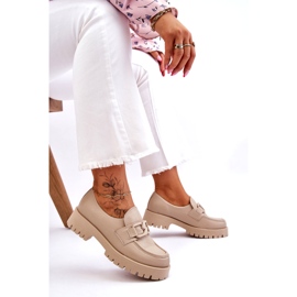 Lemar Fashionabla läderskor Beige Loafers 2