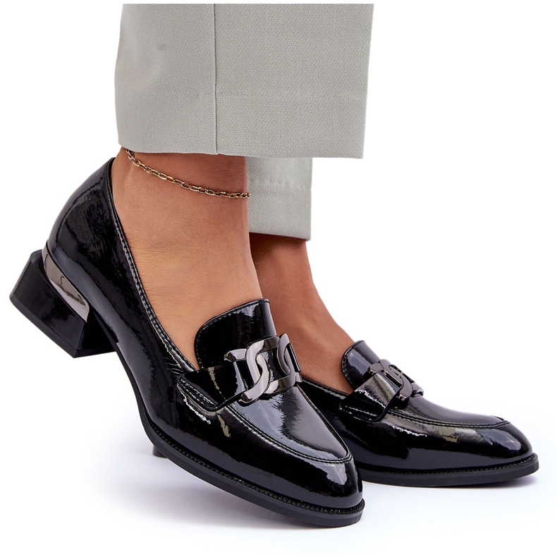 Vinceza Lackskor, svarta högklackade mockasiner 4