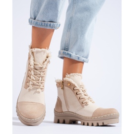 S. BARSKI Beżowe Traperki S.BARSKI beige 1