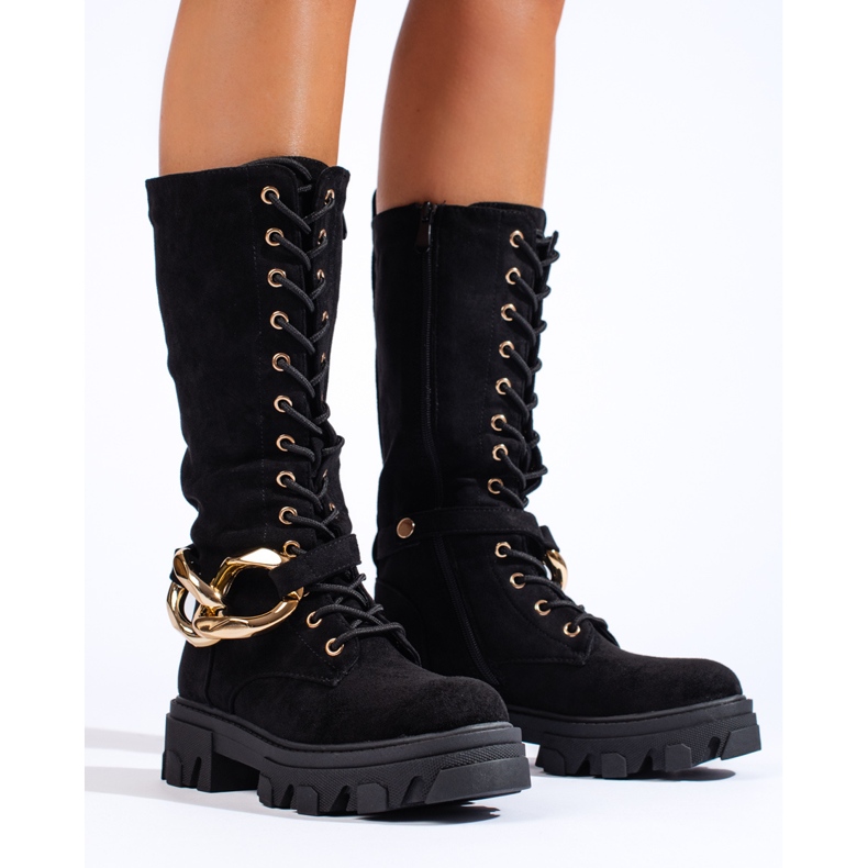 Snörstövlar i mocka för damer Shelovet svart 1