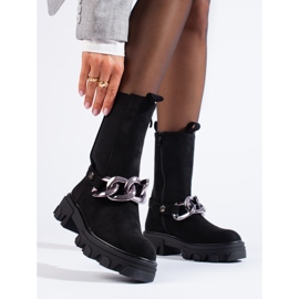 Höga Chelsea-stövlar i mocka med en Shelovet-kedja svart 1