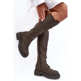 PS1 Snörade, isolerade boots, over-the-knee boots, mörkgröna, Bergdis 2