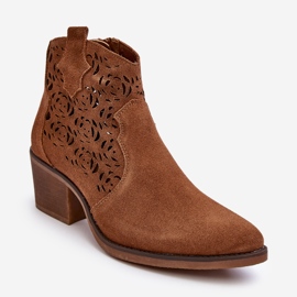 S.Barski Mocka Openwork Cowboystövlar D&amp;A SN622-21 Camel brun 1