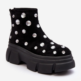 S.Barski Mockaisolerade stövlar med kristaller D&amp;A MR870-83 Svart 2