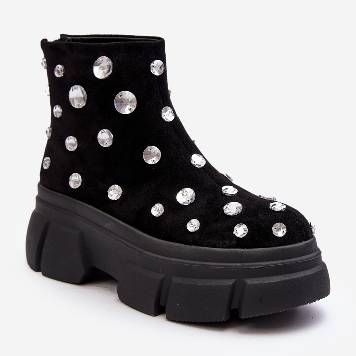 S.Barski Mockaisolerade stövlar med kristaller D&amp;A MR870-83 Svart 2