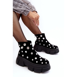 S.Barski Mockaisolerade stövlar med kristaller D&amp;A MR870-83 Svart 1