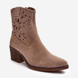 S.Barski Mocka Openwork Cowboystövlar D&amp;A SN622-20 Mörkbeige 1