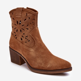 S.Barski Mocka Openwork Cowboystövlar D&amp;A SN622-20 Camel brun 1