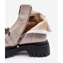 S.Barski Patentstövlar med dragkedja för kvinnor D&amp;A MR870-94 ljusgrå beige 1