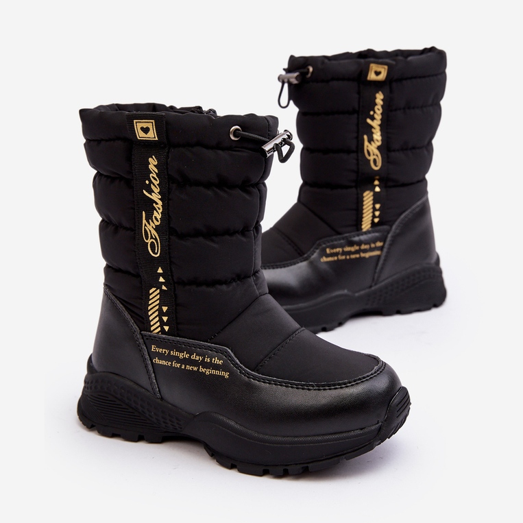 Ullisolerade snöstövlar för barn med dragkedja Svart Delhi 1