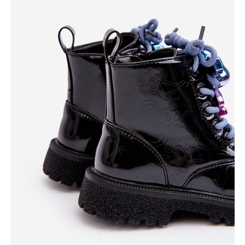 Miss Patentisolerade barnstövlar med dekoration, svart Bunnyjoy 1