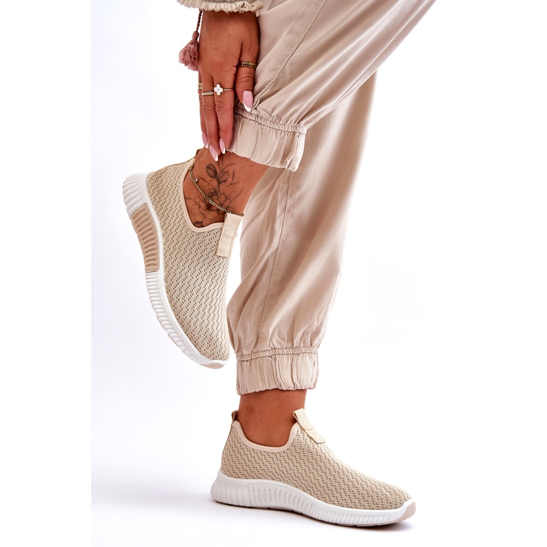 Klassiska Slip-On Sportskor för kvinnor, Beige 4