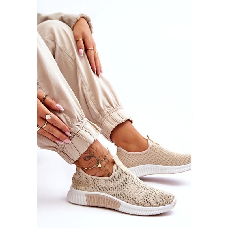 Klassiska Slip-On Sportskor för kvinnor, Beige 1