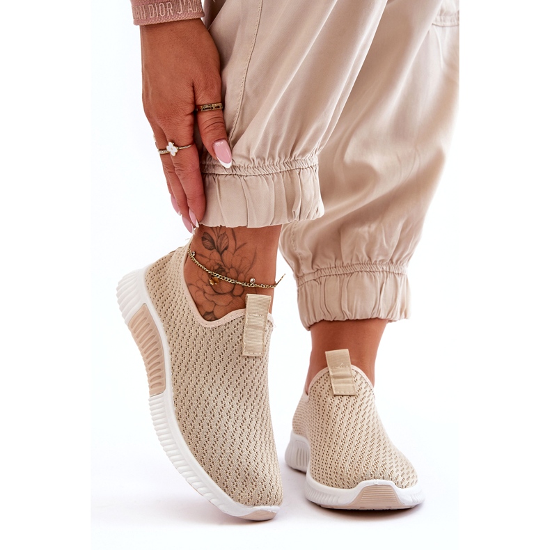 Klassiska Slip-On Sportskor för kvinnor, Beige 2