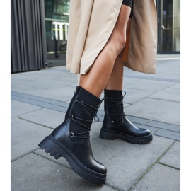 Inna Eliot svarta ankelstövlar med knytband 2