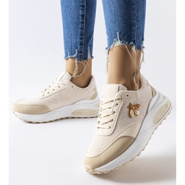Beige och vita sneakers med dekorativ Acciano-tråd 1