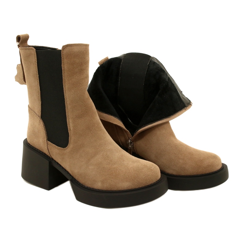 Filippo Beige stövlar i mocka med hög klack i läder 4