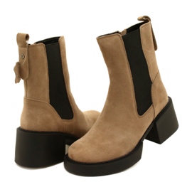 Filippo Beige stövlar i mocka med hög klack i läder 3