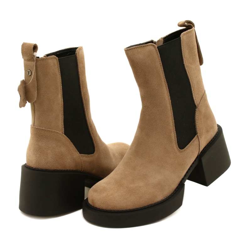 Filippo Beige stövlar i mocka med hög klack i läder 3