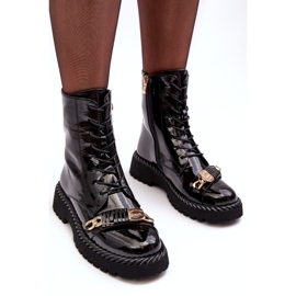 Stövlar för damer med dekoration Svart S.Barski MR870-67 3