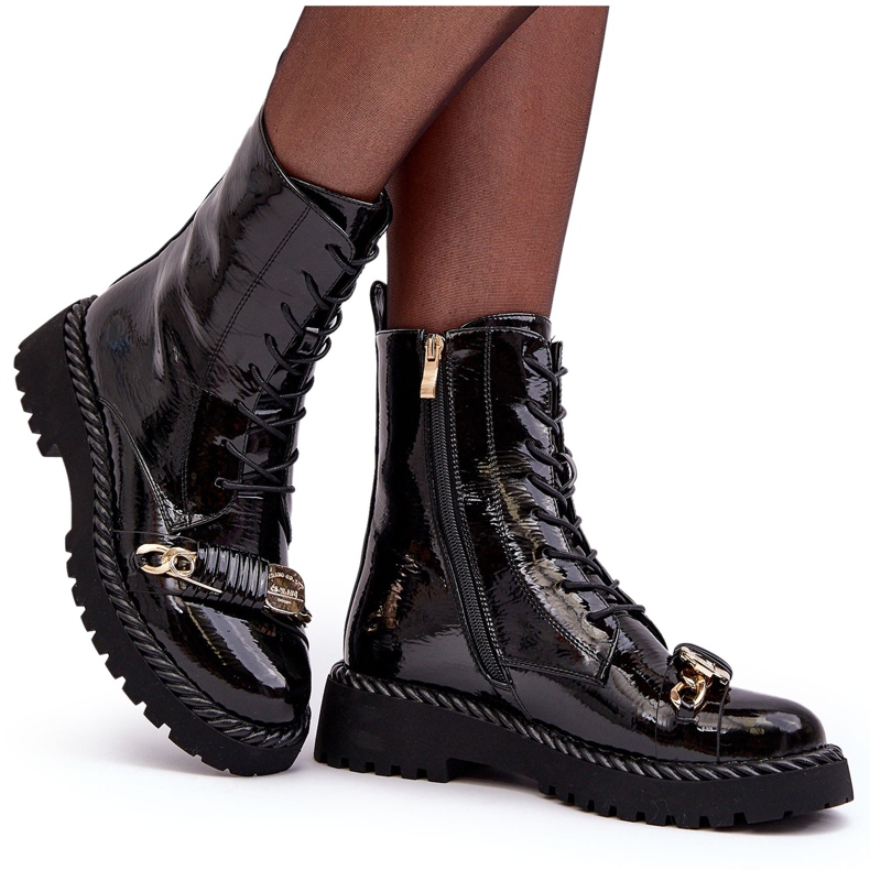 Stövlar för damer med dekoration Svart S.Barski MR870-67 5