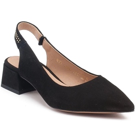 Marco Shoes Svarta sandaler i mocka med dekorativa strålar 2