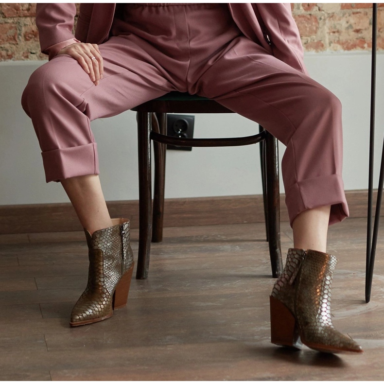 Marco Shoes Cowboystövlar för kvinnor av naturläder silver- 1