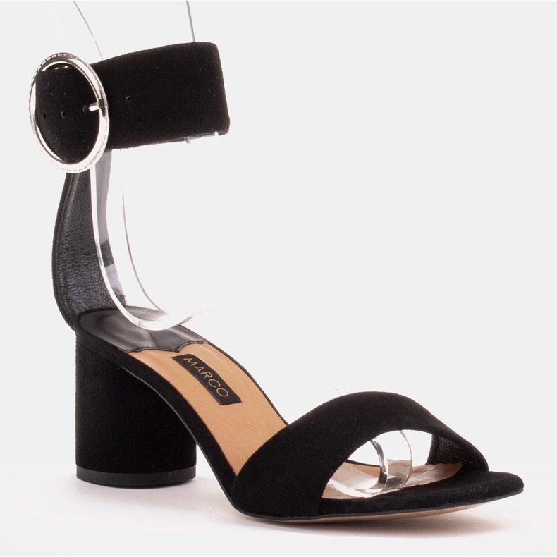 Marco Shoes Lädersandaler för kvinnor med ett dekorativt spänne svart 1