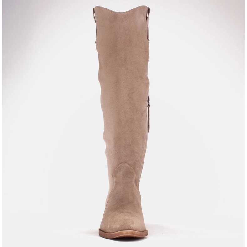 Marco Shoes Iolanda cowboystövlar med dekorativa sömmar beige 2