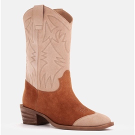 Marco Shoes Broderade cowboystövlar i mocka 2205B-813-096-1 beige brun 1