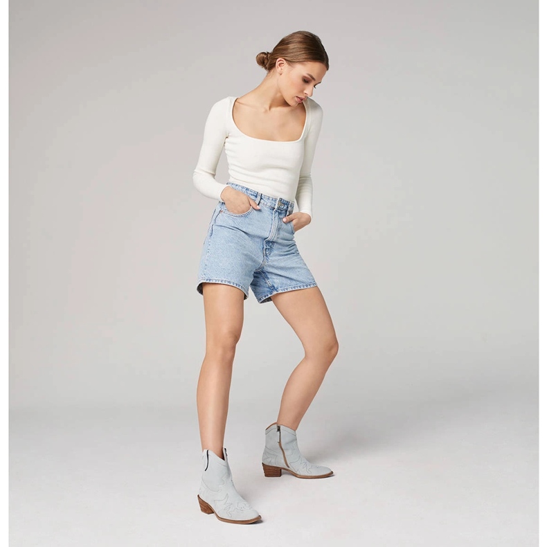 Marco Shoes Cowboystövlar i mocka med dekorativa sömmar 2188B-1281-045-1 blå grå 1