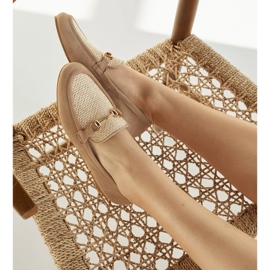 Marco Shoes Loafers med gyllene ornament beige 2