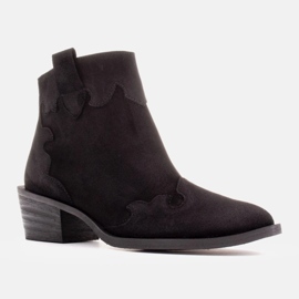 Marco Shoes Eleganta stövletter i läder med låga klackar svart 1