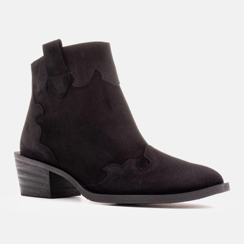 Marco Shoes Eleganta stövletter i läder med låga klackar svart 1